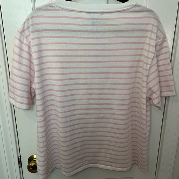 NWT Draper James Crewneck T-Shirt in Pink Mariner Stripe, XL - Picture 3 of 6